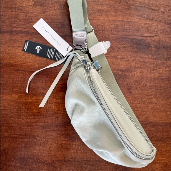 Aimee Kestenberg Handbags - Aimee Kestenberg Light Sage Leather Crossbody Belt Bag